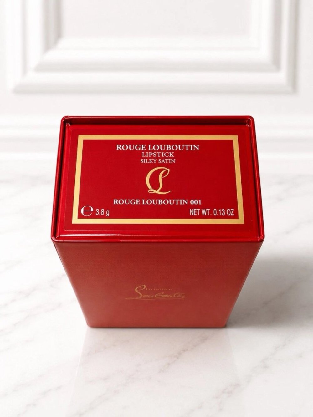 Christian Louboutin Rouge Louboutin 001 Silky Satin Lipstick Red Gold Case NIB - Picture 6 of 7